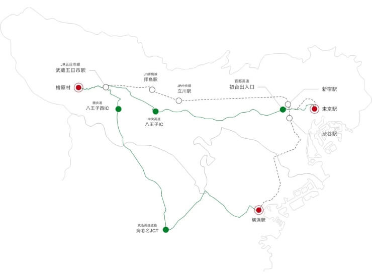 東京都にある1日1組限定のTHEATER 1の車でのアクセス方法