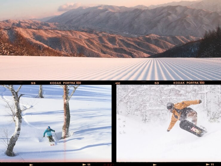 スキー場でスノボやスキーを楽しむ様子