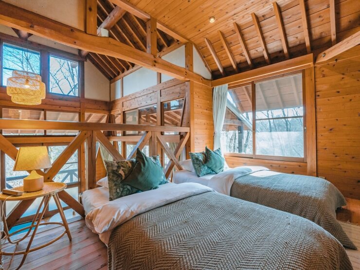 ザランタンひたち大宮の木の温もりあふれるコテージ