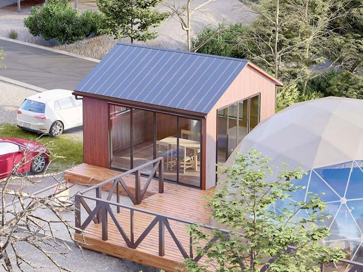 グランピングヴィレッジいぶきの里のBBQハウス外観