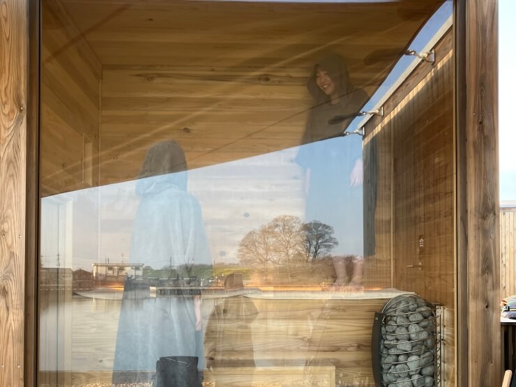 段差があるサウナ